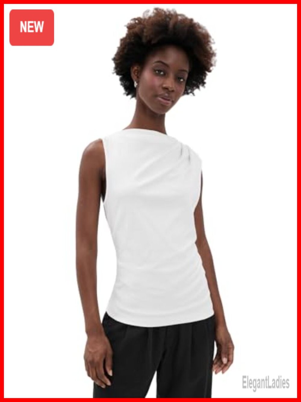 Vince Sleeveless Draped Tank Top Relaxed Fit Crew Neck